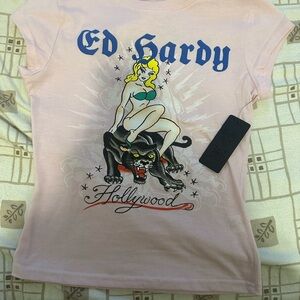 Ed Hardy Pink Graphic T-Shirt